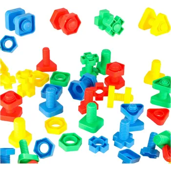 Dřevěná hračka Montessori vzdělávací stavebnice - šrouby a matice 30 ks