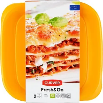Dóza na potraviny Curver Fresh & Go Sada dóz na potraviny 15,5 x 15,5 x 11 cm 0,8 l 3 ks