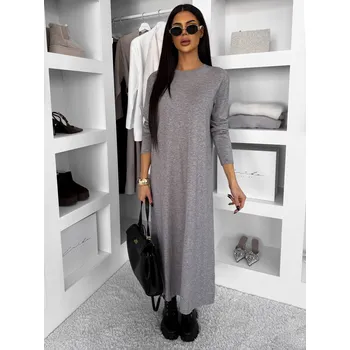 Dámské šaty Šedé maxi dlouhé šaty RAVONI Velikost: L/XL