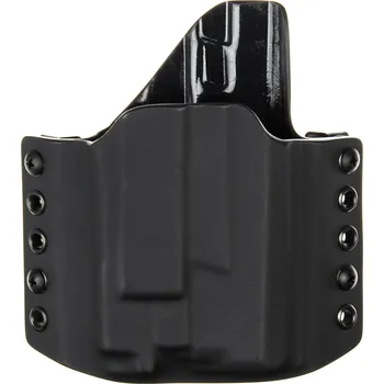 Příslušenství pro sportovní střelbu RH Holsters OWB - Glock 43X Rail MOS + Olight PL-MINI 3 Valkyrie - vnější kydexové pouzdro - poloviční sweatguard - černá/černá Pouzdro je pro: Pravák