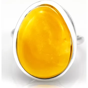 Prsten Stříbrný prsten (Ag 925/1000) se žlutým baltským jantarem QAA, cca 23 x 18 mm, VELIKOST 57/58, "sluníčko" (JA7410R)