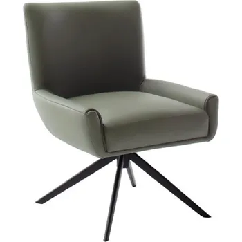 Jídelní židle Kožená otočná židle WILSON XL bez područek, olivová s černou podnoží