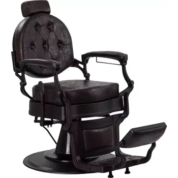 Kadeřnické křeslo Barber křeslo PRESIDENT - hnědé s černým rámem