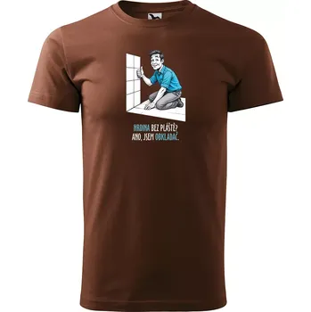 Pánské oblečení Sablio Tričko s potiskem Ano, jsem obkladač - hnědé S