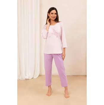 Dámské noční prádlo Regina 706 fialové dámské dlouhé pyžamo 3/4 - 3XL