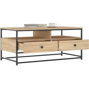 Konferenční stolek Konferenční stolek, kov, dřevo, černá, dub sonoma, LANZETTE