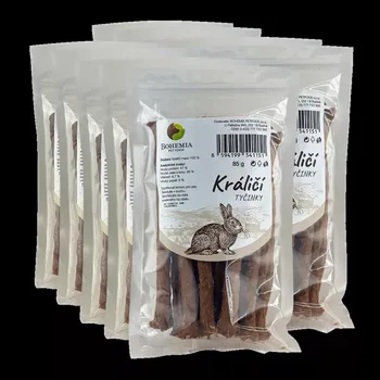Pamlsek pro psa Bohemia Pet Food 10x BOHEMIA Králičí tyčinky 85g