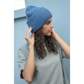 Čepice MODRÁ ČEPICE Z KAŠMÍRU HICHIC LuxeKnit