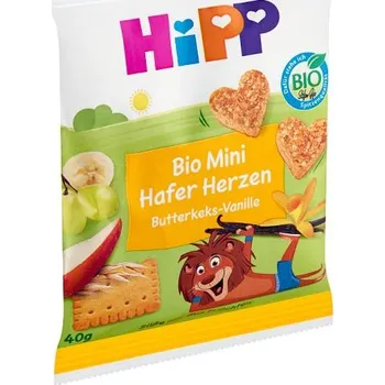 HiPP Bio ovocno-obilná srdíčka máslové sušenky-vanilka 40g