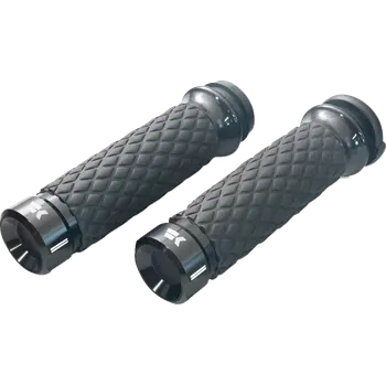 Řídítka Motocyklové gripy / rukojeti na řidítka motorky KHROME WERKS GRIPS DIAMOND KLASSIC ČERNÉ 500300 (pro řidítka o průměru 25,4 mm (1"), uzavřené konce gripů )