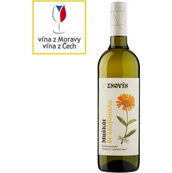 Víno Znovín Muškát moravský odrůdové bílé víno jakostní polosuché 0,75l