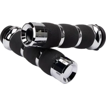 Řídítka Motocyklové gripy / rukojeti na řidítka motorky KHROME WERKS GRIPS AIR CUSHION KLASSIC CHROME 500195 (pro řidítka o průměru 25,4 mm (1"), uzavřené konce gripů )