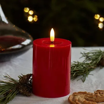 Svíčka SIRIUS Vosková LED svíčka Sille Red, 10 cm, červená, prům. 7,5 cm