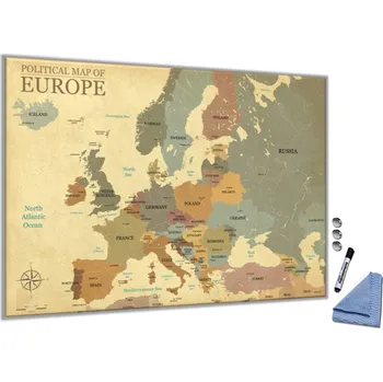 Kancelářský nábytek Skleněná magnetická tabule - mapa světa s hlavními městy Rozměr V/Š: 30x40cm