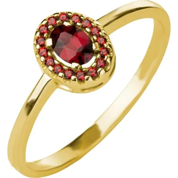 Prsten Český granát pozlacený stříbrný prsten 121120Z Velikost: 57