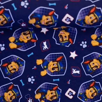 Bavlněný úplet - Tlapková patrola Chase na tmavě modré