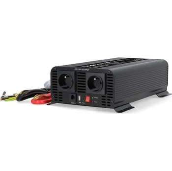 Měnič napětí NEDIS měnič napětí/ čistá sinusoida/ 12 V DC/230 V AC 50 Hz/ 1000 W (2000 W špička)/ USB-A / USB-C/ 2x zásuvka typu E
