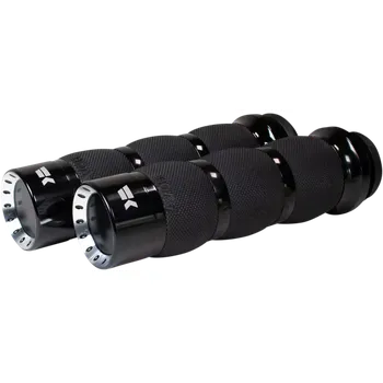 Řídítka Motocyklové gripy / rukojeti na řidítka motorky KHROME WERKS GRIPS AIR CUSHION TURBINE ČERNÉ 500130 (pro řidítka o průměru 25,4 mm (1"), uzavřené konce gripů )