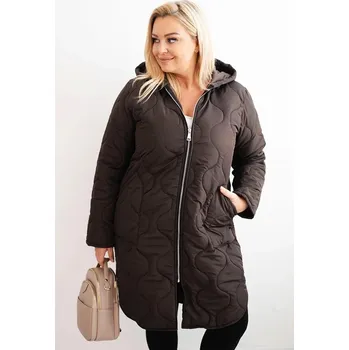 Zimní prošívaná bunda s kapucí model 5343 hnědá