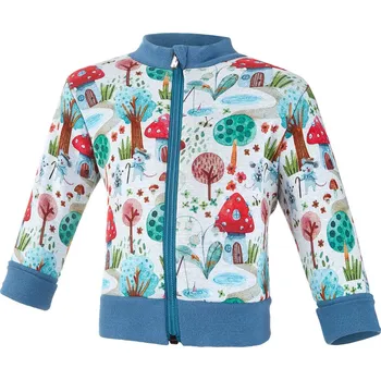 Mikina hřejivá rozepínací - muchomůrky béžová 74