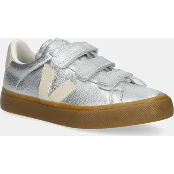 Dámská obuv Kožené tenisky Veja Recife Logo, 38, stříbrná, SLV
