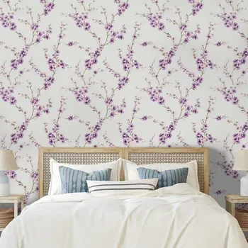 Tapeta Dovido Samolepící tapeta fialové květy na světlém pozadí