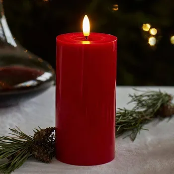Svíčka SIRIUS Vosková LED svíčka Sille Red, 15 cm, červená, prům. 7,5 cm