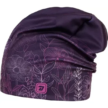 Čepice Flísová čepice Dráče Yetti - vzor 49 - tmavě fialová - květiny