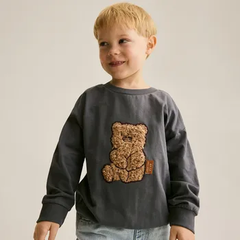 Chlapecké tričko Reserved - Tričko s dlouhými rukávy a aplikací - tmavě šedá - 089FI-90X - 089FI-90X-92