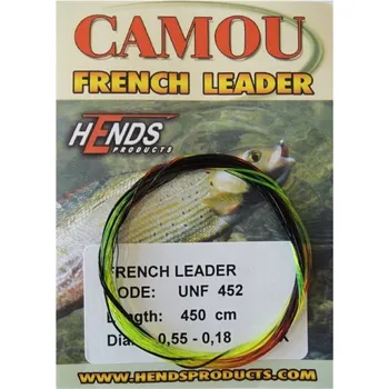 Monofilní francouzský návazec Hends Camou French Leader bezuzlový - 350 cm, 0,55 - 0,21 mm, camou