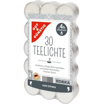 Svíčka Gut & Günstig čajové svíčky 30 ks 4 h (Dovoz: Německo)