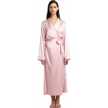 Dámský župan Dámský saténový hedvábný župan dlouhý růžový Velikost: M