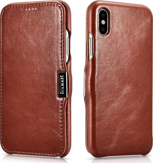 iCarer Knížkové pouzdro pro iPhone XS / X - iCarer, Vintage Brown 01.15.RIX15-BN