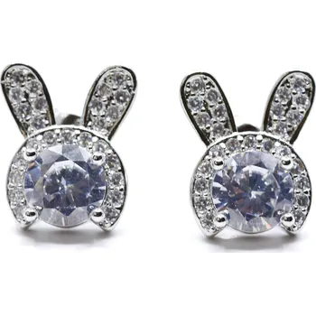 Náušnice Stříbrné náušnice králíček s čirým zirkonem Bunny