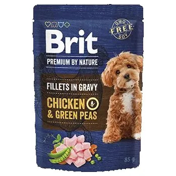 Krmivo pro psa Brit Premium Dog Fillets Gravy Chicken&Green Peas 85g