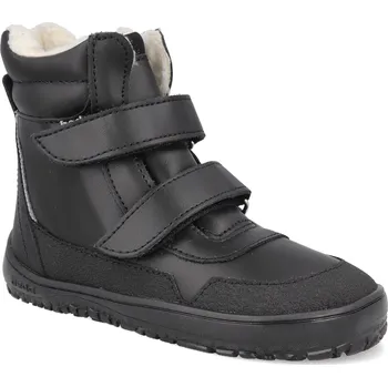 Dívčí zimní obuv Barefoot dětské zimní boty Beda - Playful Just Black černé Velikost: 26