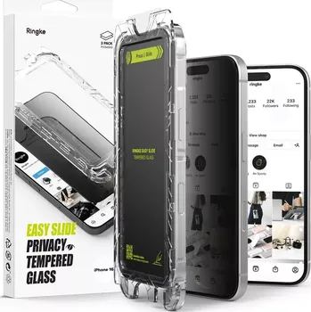 Ringke EASY SLIDE PRIVACY 2-Pack Privátní tvrzená skla na iPhone 16/15