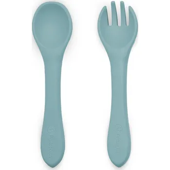 dětský talíř Petite & Mars Příbor silikonový Take & Match 6 m+ Frosted Sky