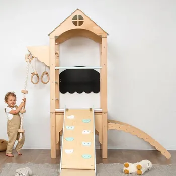 Dětské hřiště Montessori Furniture Montessori dětské hřiště Tower s rampou a skluzavkou