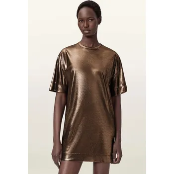 Dámské šaty Šaty AllSaints zlatá barva, mini, oversize, W141DD GLD, vel. XS