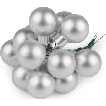 Vánoce Vánoční skleněná baňka na drátku Ø2,5 cm - mat a lesk Varianta: 4 stříbrná mat, Balení: 12 ks