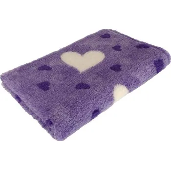 Pelíšek pro psa HS VetBedding Premium fialová – fialové malé a bílé velké srdce 160 × 100 cm
