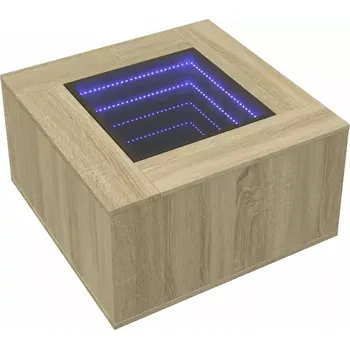 Konferenční stolek Konferenční stolek, LED podsvícení, dřevo, tvrzené sklo, dub sonoma, sklo čiré, INFINITY 7