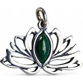 Přívěsek Drakkaria LOTOSOVÝ KVĚT, stříbrný přívěsek, Ag 925 Malachit