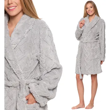 Dámský župan TEPLÝ DÁMSKÝ ŽUPAN MĚKKÝ PLYŠOVÝ NA ZAVAZOVÁNÍ KE KOLENŮM MORAJ M