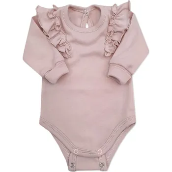 Z&Z Rostoucí body dlouhý rukáv s volánky, bavlna, starorůžová Velikost: 68/74 (6-9m)