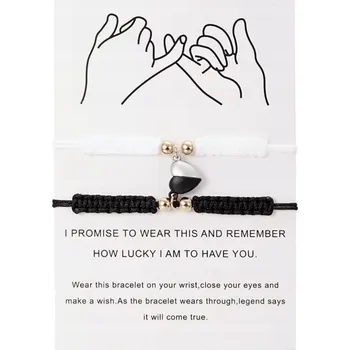 Náramek Náramky přátelství Przyjaźni z Sercem Czarno-Białe symbol jednoty