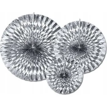 Obraz Papírové dekorativní rozety stříbrné, 3 ks