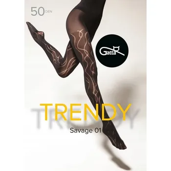 Dámské punčochy Vzorované Punčocháče Gatta Savage 01 50den černé Nero velikost 2