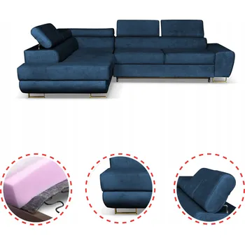 Sedací souprava Rohová Sedací Souprava Family Meble velur modrá